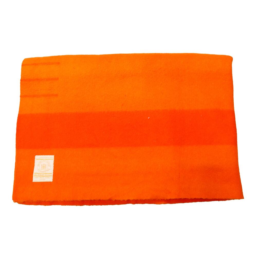 Vintage Hudsons Bay Wool Tango Orange 3.5 Point Blanket RARE 50s 40s